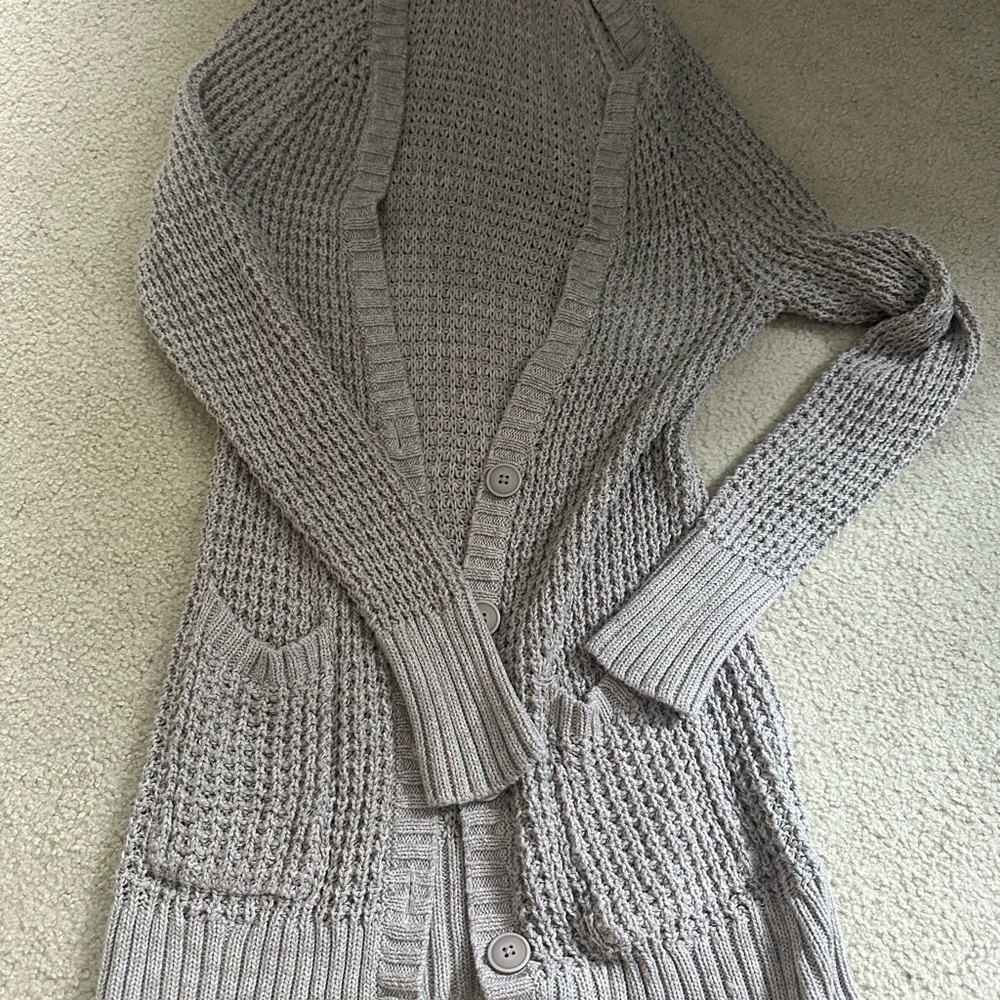 American Eagle Outfitters Gray Chunky Knit Cardigan Sweater